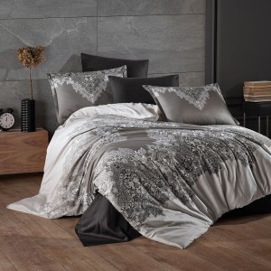 Lenjerie de pat matrimonial, 4 piese, Bumbac 100% Satin Deluxe NOLDOR