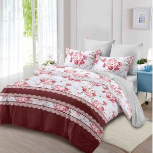 Lenjerie pat dublu,  FINET, 6 piese, Gri, trandafiri