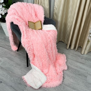 Patura Super Pufoasa CoCoLiNo, FLUFFY, cu blanita, 200x230cm, Roz