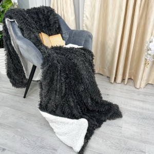 Patura Super Pufoasa CoCoLiNo, FLUFFY, cu blanita, 200x230cm, Gri Antracit