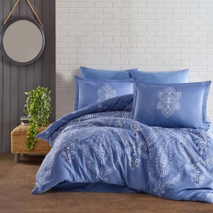 Lenjerie de pat matrimonial, 4 piese, Bumbac 100% Satin Deluxe Rovi V1