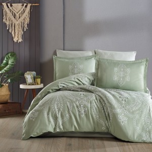 Lenjerie de pat matrimonial, 4 piese, Bumbac 100% Satin Deluxe Rovi V2