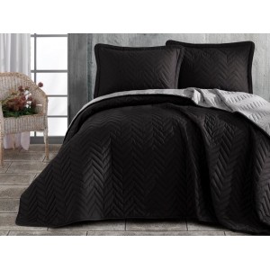 Set cuvertura de pat dublu, 3 piese, Bumbac 100%, 240x260cm, Clasy, PRESTIGE V3 Black