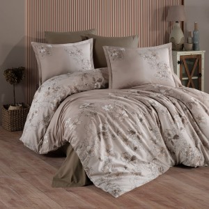 Lenjerie de pat matrimonial, 4 piese, Bumbac 100% Satin Deluxe Sindarin V1