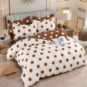 Lenjerie pat 1 PERSOANA,  FINET, 4 piese, Jojo Home, Crem-Maro, buline