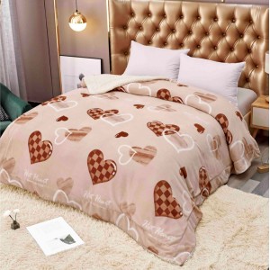 Patura CoCoLiNo cu blanita, 200x230cm, Jojo Home, Maro, inimioare