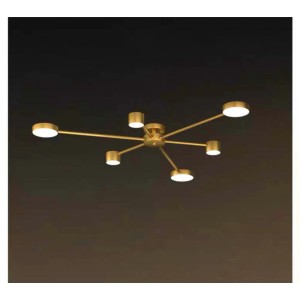 Lustra LED RFAN, Model R9029-6, Cu Telecomanda, 3 Tipuri De Lumina, Intensitate Reglabila, 72W, Auriu