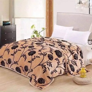 Patura pufoasa cocolino 200x230cm, 240g/mp, Bej, flori