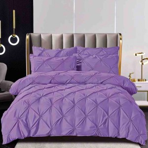 Lenjerie pat dublu,  FINET cu ELASTIC, 6 piese, PLIURI BRODATE, Jojo Home, Mov