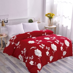 Patura pufoasa cocolino 200x230cm, 240g/mp, Rosu, flori