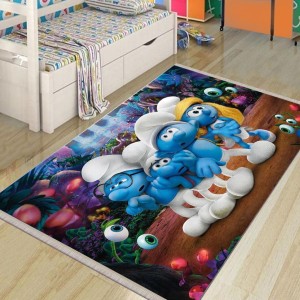 Covor Copii Spuma, Design Strumfi, Multicolor, Antiderapant