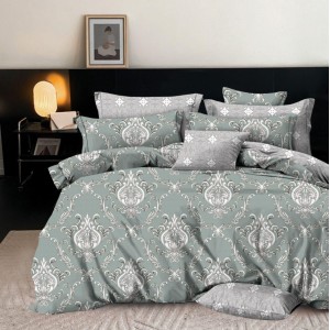 Lenjerie pat dublu,  FINET, 6 piese, Verde, model oriental