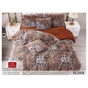 Lenjerie pat dublu, Super Pufoasa COCOLINO Fluffy, 6 piese, maro, animal print