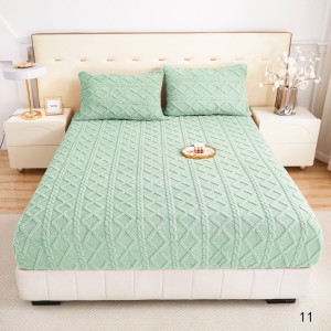 Cearșaf cu Elastic Cocolino 180x200x25 cm – Set cu 2 Fețe de Pernă, Model Tricotat, Gros și Pufos, Calitate Premium pentru Confort și Eleganță, Aqua