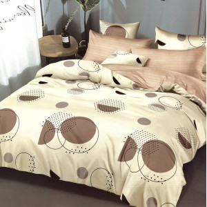 Lenjerie pat dublu,  FINET, 6 piese, Maroniu, cercuri
