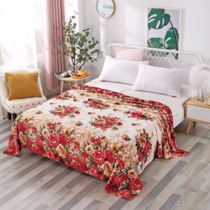 Patura pufoasa cocolino 200x230cm, 240g/mp, Rosu, flori