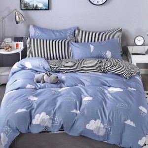 Lenjerie pat dublu, Finet Soft, cu ELASTIC, 4 PIESE, Gri, norisori