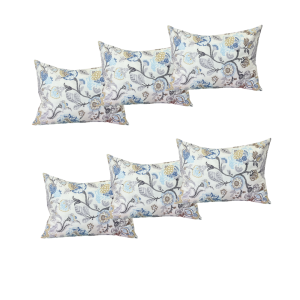 Set 6 perne dreptunghiulare 50x70cm Emboss (4+2 GRATIS), Fabricate in Romania, model cu flori, alb