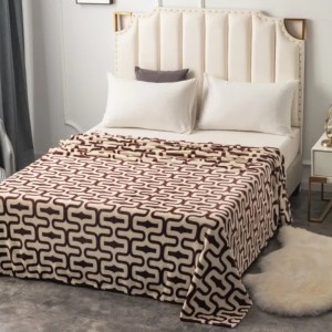 Patura pufoasa cocolino 200x230cm, 240g/mp, Crem, Maro, linii ondulate