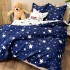 Lenjerie pat dublu,  FINET, 8 piese, cu 2 DRAPERII INCLUSE, Albastru, Alb, ploaie de stele [9]