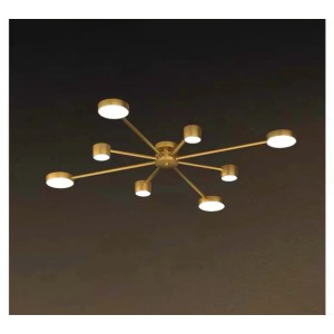 Lustra LED RFAN, Model R9029-8, Cu Telecomanda, 3 Tipuri De Lumina, Intensitate Reglabila, 96W, Auriu