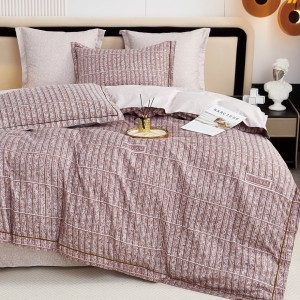 Lenjerie de Pat Dublu, Super Premium,  Finet Ranforsat – Set Exclusivist 6 Piese, Ambalat în Cutie de Lux, Pudra, uni