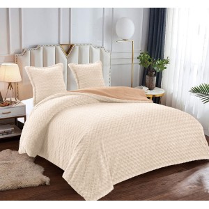 Pilota CoCoLiNo Roses cu blanita, matlasata, 200x230cm, cu fete de perna 60x60cm, Crem