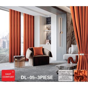 Draperie din Tercot Luxury, cu inele încastrate, East Confort,150x245cm, cu Șnur Magnetic și Față de Pernă Decorativă – Calitate Premium pentru Confortul Tău, Portocaliu