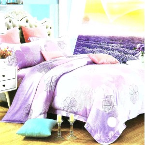 Lenjerie pat dublu, FINET, 6 piese, Lila, flori Lenjerie pat dublu, FINET, 6 piese, Lila, flori