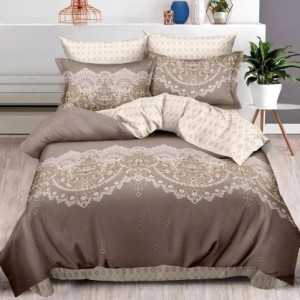 Lenjerie pat dublu,  FINET, 6 piese, Maro, model oriental