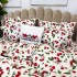 Lenjerie de Pat Dublu, Bumbac Ranforce, 6 piese, Croită cu Grija in Atelierul Cumparamisim - Lux Suprem, Rafinament Desăvârșit, Confort Regal, Alb, Rosu, cireșe si flori de cires [6]