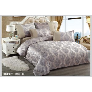 Lenjerie de Pat dublu, din Catifea Royală Velvetto, East Comfort, 6 piese – Răsfăț Premium și Confort de Lux, Cu Tehnologie de Broderie Digitală, Ivory, Bej