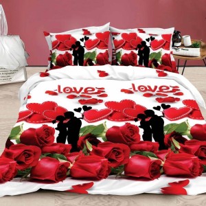 Lenjerie pat dublu, 4 piese, IMPRIMEU 3D Multiplicat Multiplicat, Microfibra, Rosu, indragostiti, trandafiri Lenjerie pat dublu, 4 piese, IMPRIMEU 3D Multiplicat Multiplicat, Microfibra, Rosu, indragostiti, trandafiri
