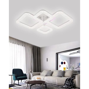 Lustra LED RFAN, Model R9133/2+2C, Cu Telecomanda, 3 Tipuri De Lumina Plus Lumina RGB, Intensitate Reglabila, 67W, Alb