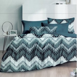 Lenjerie pat dublu, FINET, 6 piese, Turquoise, zig zag Lenjerie pat dublu, FINET, 6 piese, Turquoise, zig zag