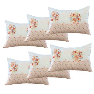 Set 6 perne dreptunghiulare 50x70cm Emboss (4+2 GRATIS), Fabricate in Romania, model cu flori, alb-roz