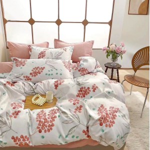 Lenjerie pat dublu,  FINET, 6 piese, Gri, frunze