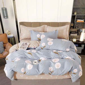 Lenjerie pat dublu,  FINET, 6 piese, Gri, papadii