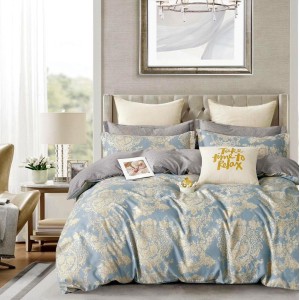 Lenjerie pat dublu,  FINET, 6 piese, Gri, model oriental