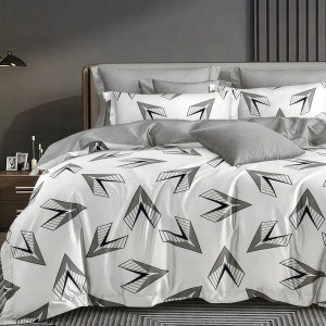 Lenjerie pat dublu,  FINET, 6 piese, Gri, abstract