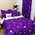 Lenjerie pat dublu,  FINET, 8 piese, cu 2 DRAPERII INCLUSE, Mov, Alb, ploaie de stele [4]