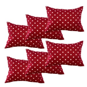 Set 6 perne dreptunghiulare 50x70cm Emboss (4+2 GRATIS), Fabricate in Romania, model cu buline, rosu