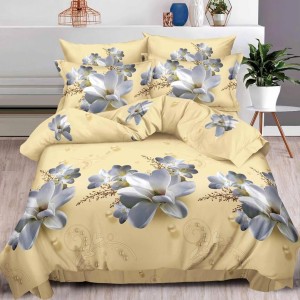 Lenjerie pat dublu, 6 PIESE, IMPRIMEU 3D Multiplicat, Microfibra, Bej, flori Lenjerie pat dublu, 6 PIESE, IMPRIMEU 3D Multiplicat, Microfibra, Bej, flori