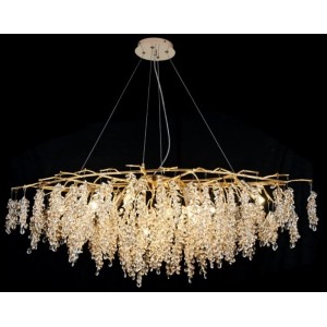 Candelabru RFAN, Model R9101/1200+550, Textura Cristal, Metal, 10 X E14, Auriu