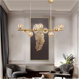 Lustra Tip Pendul RFAN, Model 8321/9, Cu 9 Abajururi, 9 X E27, Auriu