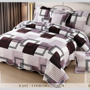 Cuvertură Pat Dublu, 5 Piese, Bumbac 100% Imprimat – Calitate Premium, Exact ca în Poză, cu Imprimeu Durabil, Alb, Gri, Negru, patratele Cuvertură Pat Dublu, 5 Piese, Bumbac 100% Imprimat – Calitate Premium, Exact ca în Poză, cu Imprimeu Durabil, Alb, Gri, Negru, patratele