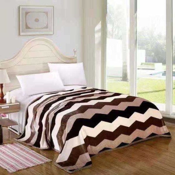 Patura pufoasa cocolino 200x230cm, 240g/mp, Bej, Maro, Zig Zag [1]