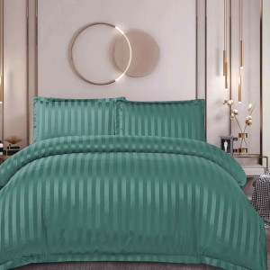 Lenjerie de Pat Dublu, HoReCa, 4 Piese din Damasc Finetat - Lux, Confort și Întreținere Ușoară, Fără Călcare, Verde Salvie