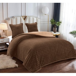 Pilota CoCoLiNo Roses cu blanita, matlasata, 200x230cm, cu fete de perna 60x60cm, Maro