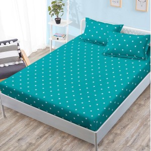 Cearsaf cu elastic, FINET, 180x200cm, 2 fete de perne 50x70cm, Turquoise, stelute